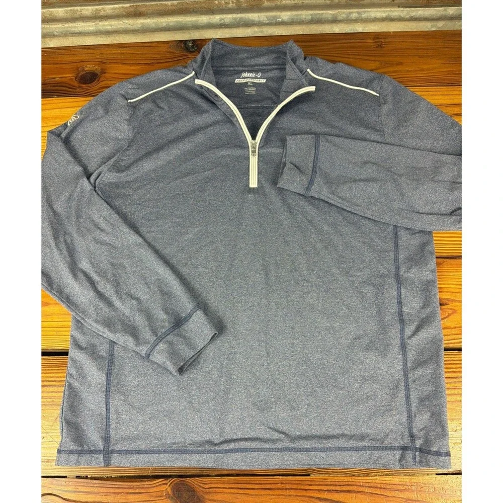 Johnnie O Prep Performance Mens XL Blue Heathered Quarter Zip Golf Casual